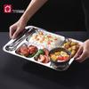 LIJIA KITCHENWARE 304 Stainless Steel Divided Canteen Tray Set (50-Pack)