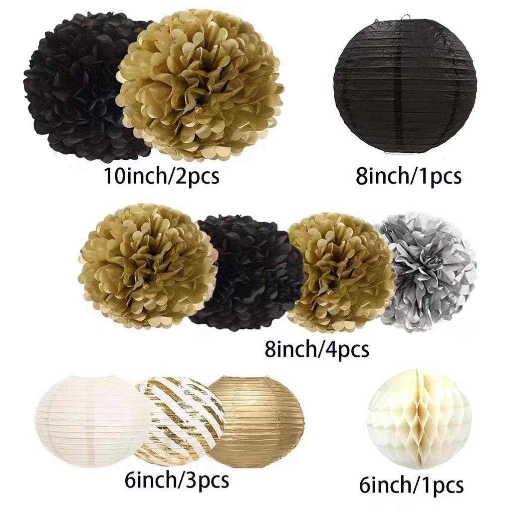 Rose Gold Paper Décor Set: Flower Stamped Lanterns & Honeycomb Balls for Parties