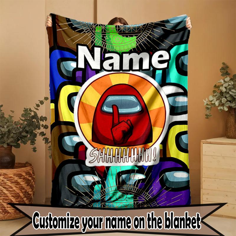 Custom Name Personalized Among Us Print Blanket, Home Decor, Bedroom, Sofa, Camping, Couch, Gifts for Birthday ChristmasEnthusiasts