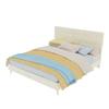 Modern deep beige fabric bed with light luxury plaid soft bag headboard, small-sized master bedroom, second bedroom, mattress size: 160cm × 200cm