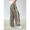 Весна и осень Новые повседневные брюки с леопардовым принтом Женские свободные прямые трендовые универсальные длинные брюки