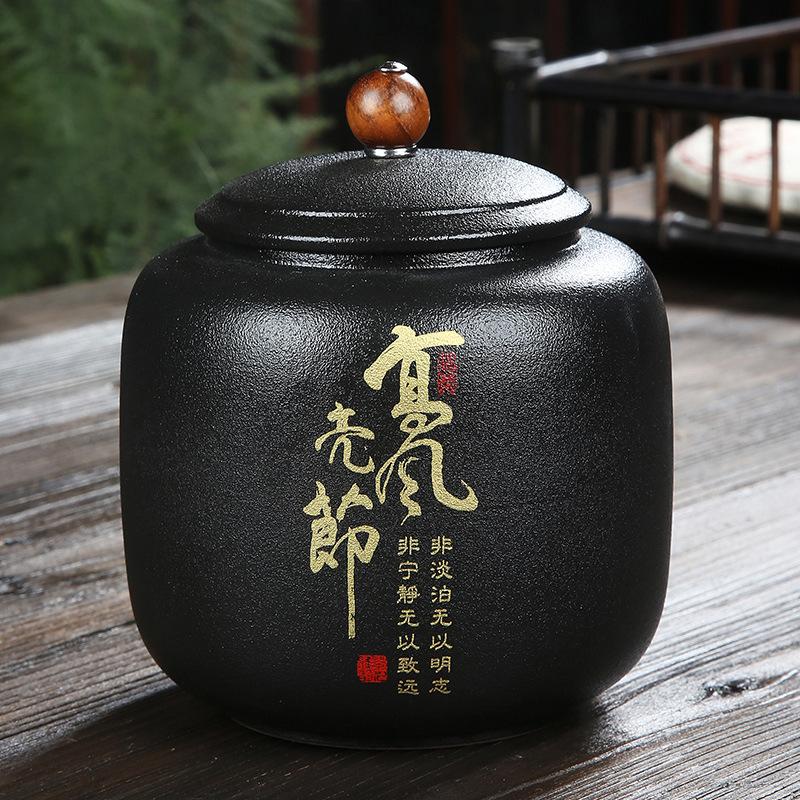 WSHYUFEI черная керамическая чайная банка, китайская фарфоровая керамическая банка, портативная герметичная банка для хранения, чайные коробки, резервуар для хранения конфет, специй