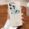 Персонализированный чехол с инициалом имени для iPhone 12 13 14 15 16 Pro Max Кожаная сумка с карманом для карт Чехол с узором личи
