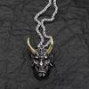 Vintage Japanese Demon Devil Mask Ghost Pendant Necklace Chain Unisex Men Women Fashion Gothic Amulet Talisman Jewelry Party Gift