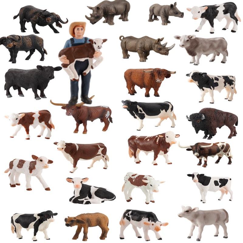 Kid's Gift Animal Model Simulation Farm Animal Figures Educational Toy Plastic Material Cow Category 14x8cm Size