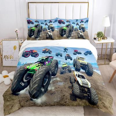 Комплект постельного белья M-Monster Truck с 3D-печатью, Пододеяльник и наволочка для мальчика 75*50 см Полуторный Двуспальный Квинсайз Кингсайз для декора спальни
