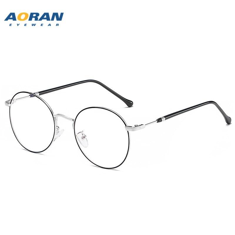 Computer protective eyeglasses trendy myopia glasses frame Vintage Metal Round Frame Non-Prescription Glasses for Men Blue light blocking glasses