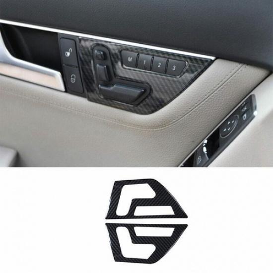 ABS Carbon Fiber Seat Adjustment Button Cover Trim For 2007-2014 Benz C-Class