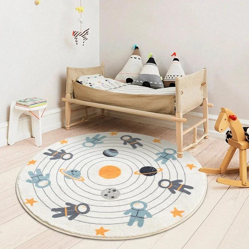 Cartoon Cute Carpets for Living Room Bedroom Decor Round Rugs Non-slip Chair Floor Mat Children's Room Bedside Carpet Study Rug