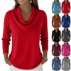Женский повседневный и модный топ-свитер с круглым вырезом и длинными рукавами однотонной расцветки