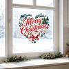 Christmas Tree Wall Decals Merry Window Cling, Heart Shaped Sticker with Santa Claus Xmas Decorative Gifts Balls, Winter Holiday Static PVC