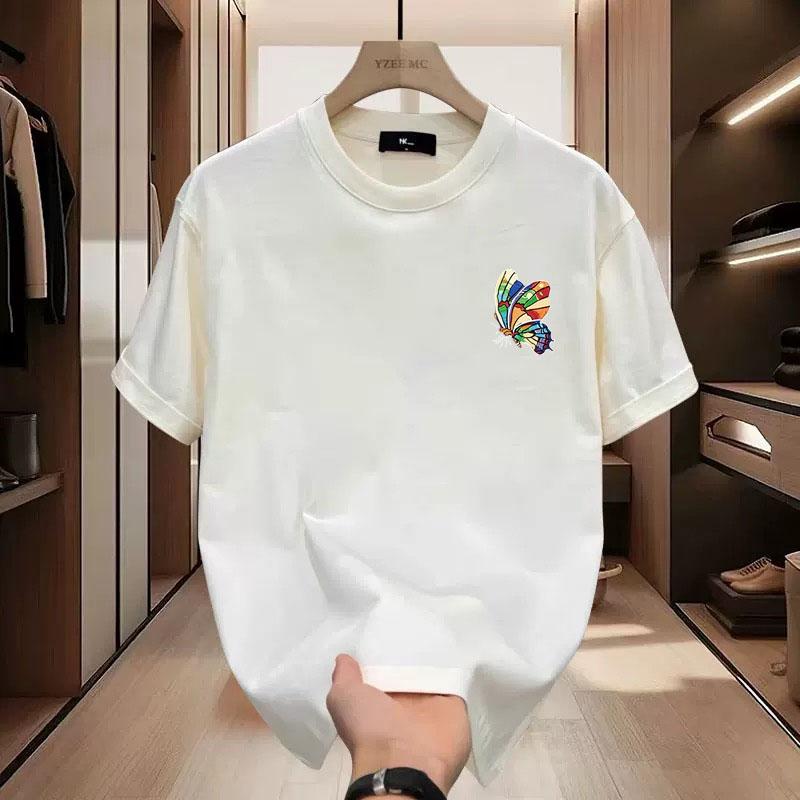 2025 New Summer Loose Casual Short Sleeve T-Shirt for Men, Trendy Brand Simple Heavyweight Half Sleeve Top Couple Outfit