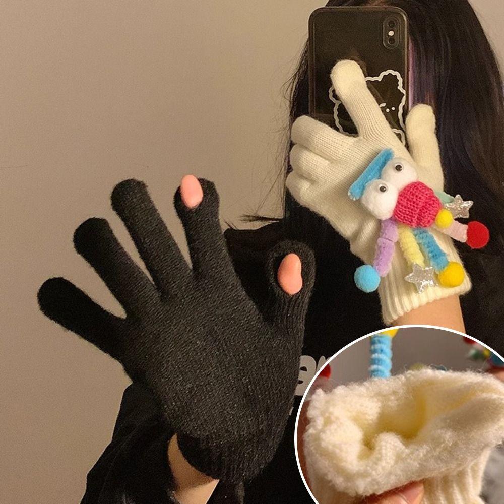 1Pair Soft Women's Gloves Cute Funny Cycling Cold Protection Gloves Warm Knitted Gloves