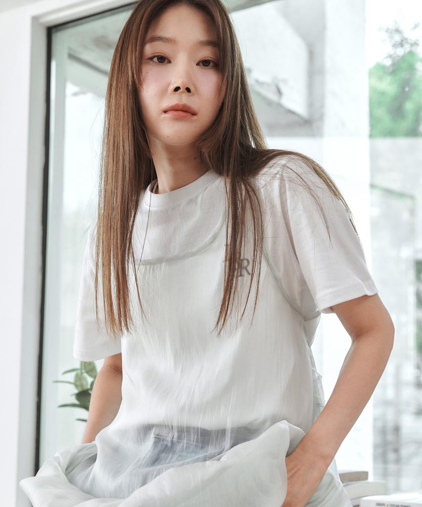LOSSYROW Signature Logo Half-Sleeve T-Shirt [White]