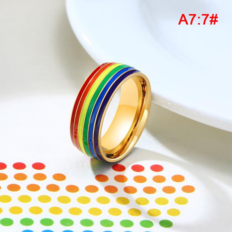Эмалированное кольцо из нержавеющей стали с радужным ЛГБТ-кольцом для геев-лесбиянок