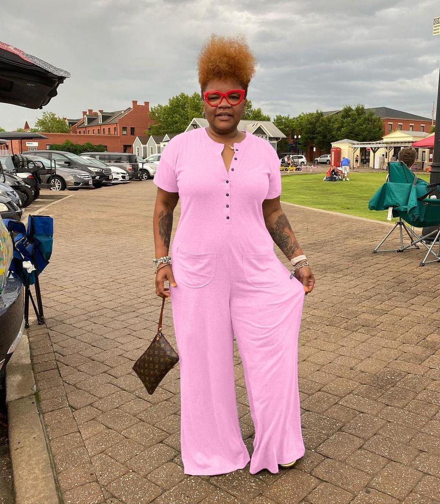 Женский повседневный комбинезон на пуговицах больших размеров - Европейский и американский стиль