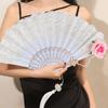 1PC Rose Hot Stamping Fan Lolita Wine Red Rose Fan Decorative Ornaments Lace Rose Folding Fan COS Prop 3 Styles