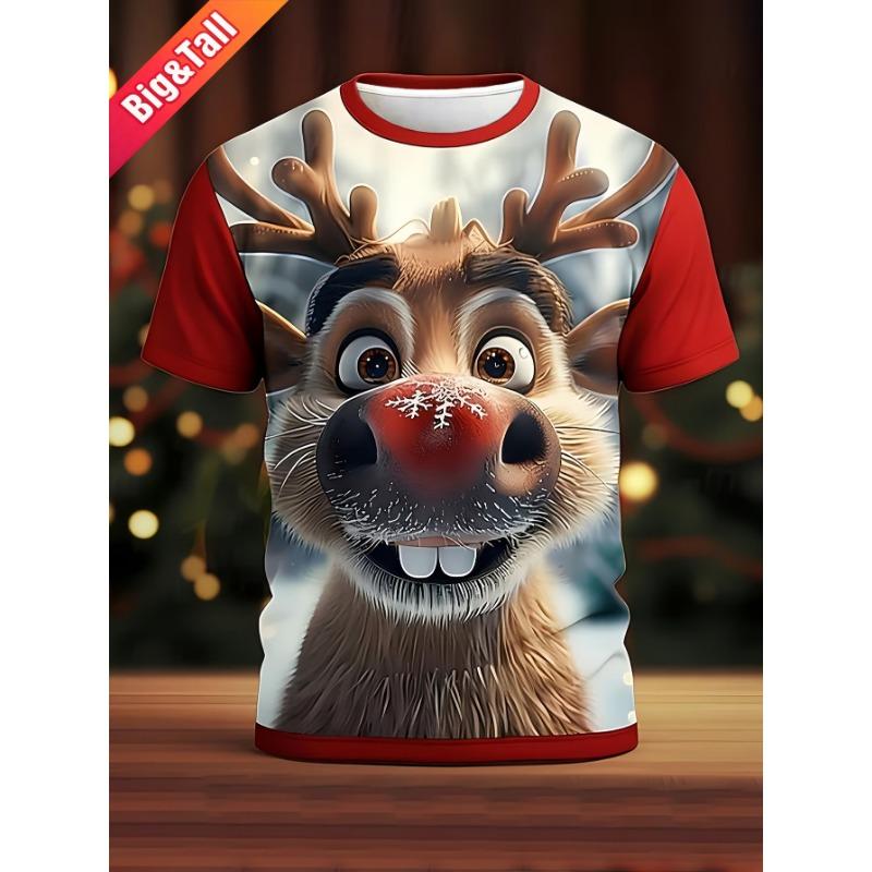 Christmas t-shirt, fashionable short sleeve for tall people in large sizes