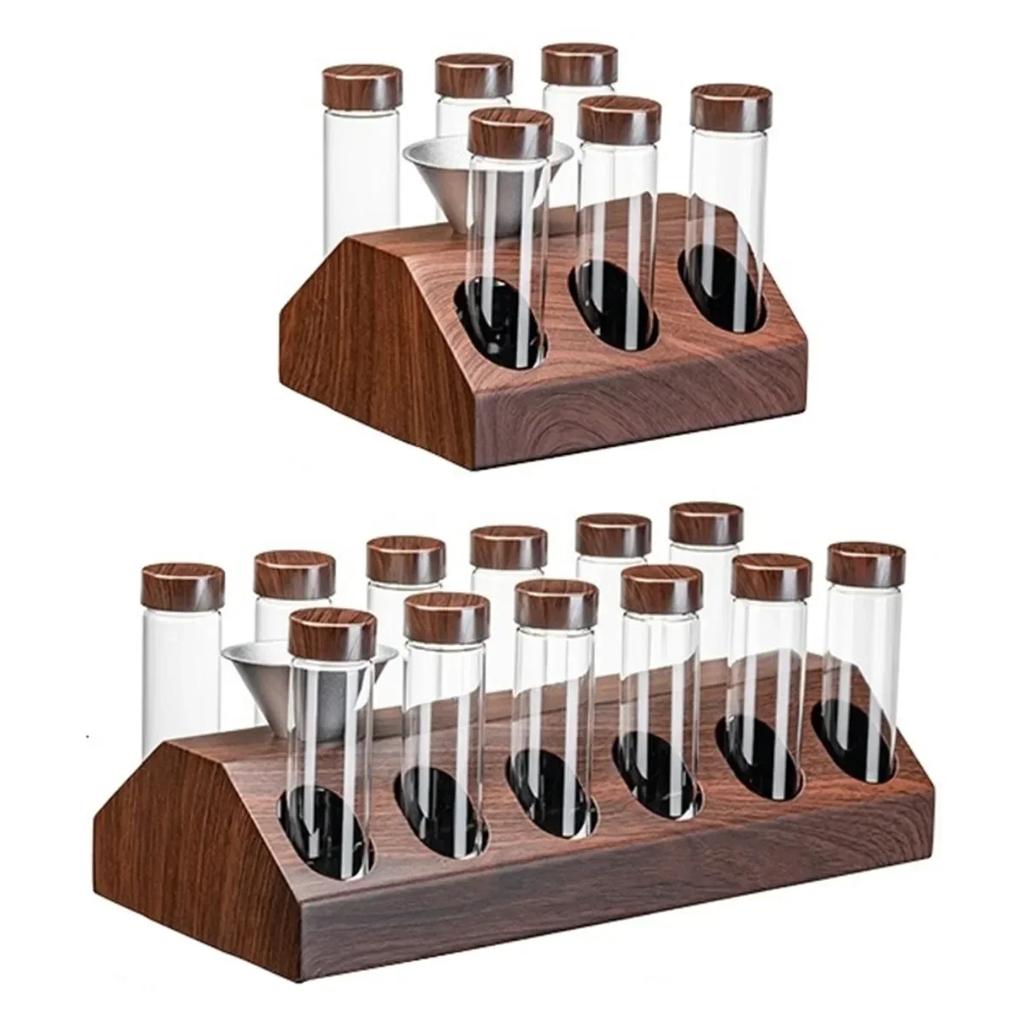 Coffee Beans Storage Container Display Rack Tea Tube Bottle Glass With Breathable Lid Espresso Accessory Tool Coffeware Set