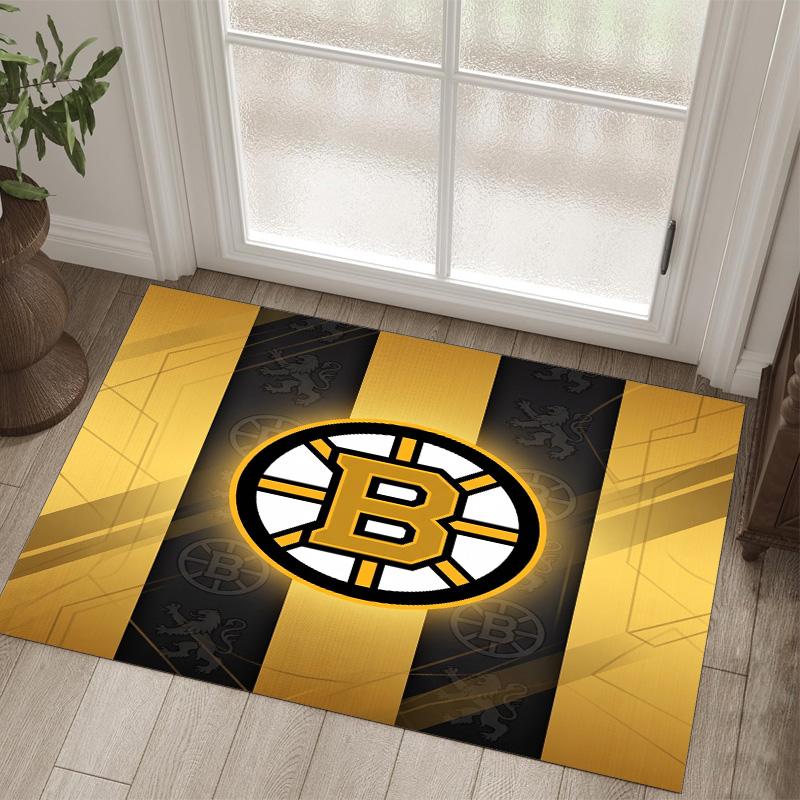 Дизайн Boston Bruins Кристальный Велюровый Ковер Уютный Не?Нескользящий ковер с принтом для спальни, гостиной, прихожей