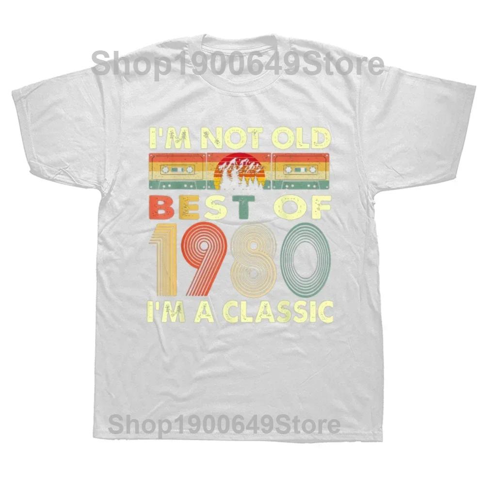 Мужская футболка «Сделано в 1980» 44-й день рождения 44 года Школьный ретро 80-х Футболка Хлопковый топ с коротким рукавом Уникальная футболка