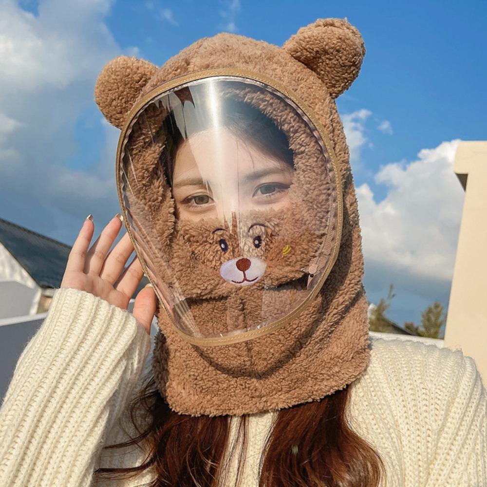 Warm Riding Face Mask Thickened Plush Pullover Hat Fashionable Full Face Cover Hats Riding