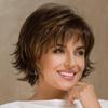 Women's Front Lace Heat Resistant Short Fluffy Wig with Bangs Synthetic Fiber Dark Brown Outward Curly Wigs