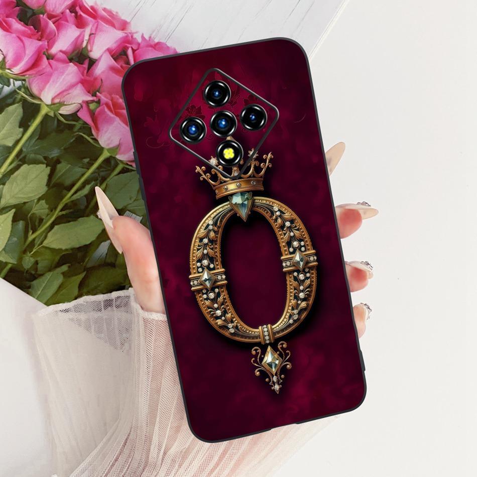 For Infinix Zero 8 8i X687 X687B Royal Crown Initial Letter Couple Phone Case For Infinix Zero8 Zero8i Black Silicon Soft Bumper