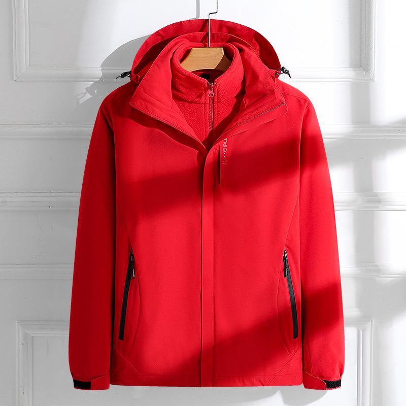 Couples' 3-in-1 Detachable Coat: Fleece-Lined, Windproof, Waterproof for Autumn/Winter Outdoor Adventures