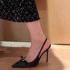 [Spot] Baotou Sandals 2025 New High Heels Women's Thin Heels Pointed Bows Empty French Temperament Shoes