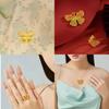 Fashionable Gold Plated Butterfly Pendant And Adjustable Ring Set For Women