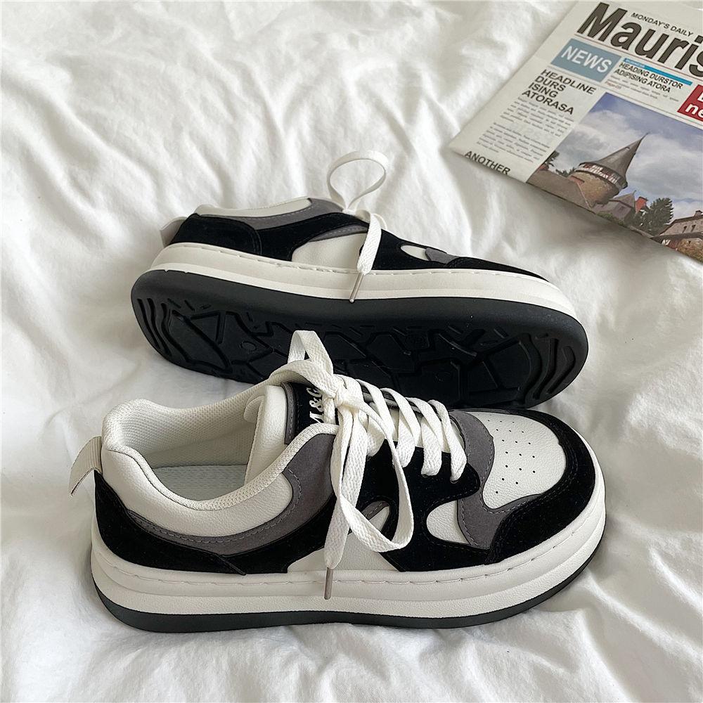 Spring and Autumn Board Shoes Female Breathable Leather Upper Small White Shoes Female