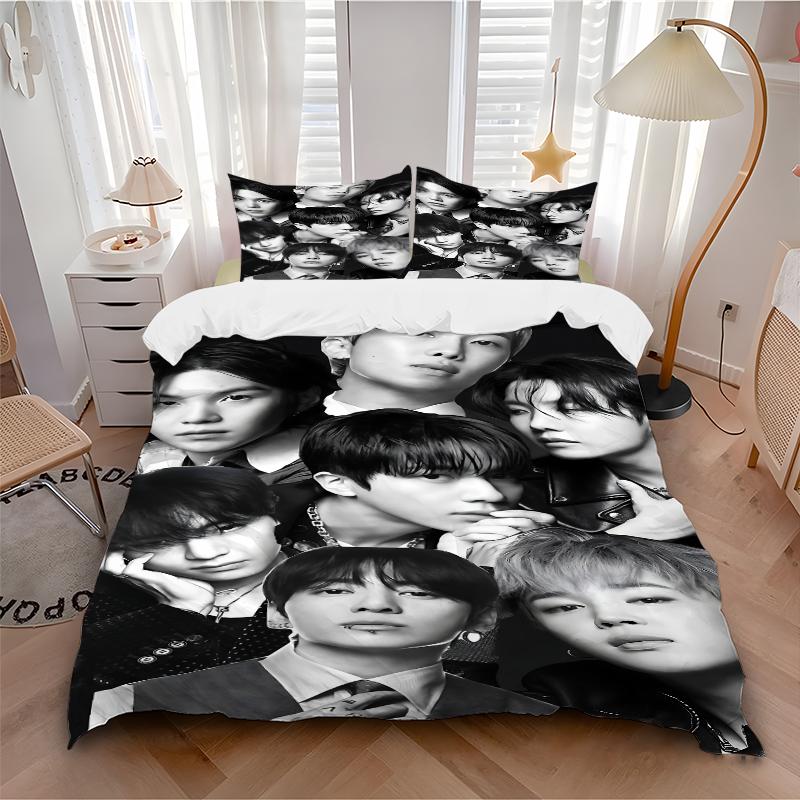 3Pcs Kpop Stars Collage Bedding Sets For All Sizes New 3D Printed Bed Cover Comforter Duvet Cover Pillowcase Bedroom Decoration