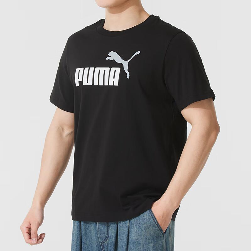 Puma Логотип Спорт Повседневный Удобный Дышащий Футболка с коротким рукавом Мужские Топы Черный 688948-01