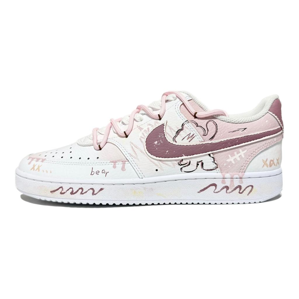 Nike Court Vision 1 Bear Gummies Slip Resistant Abrasion Resistant Low top Skateboard Shoes Unisex Pink CD5463-101(Team61-)