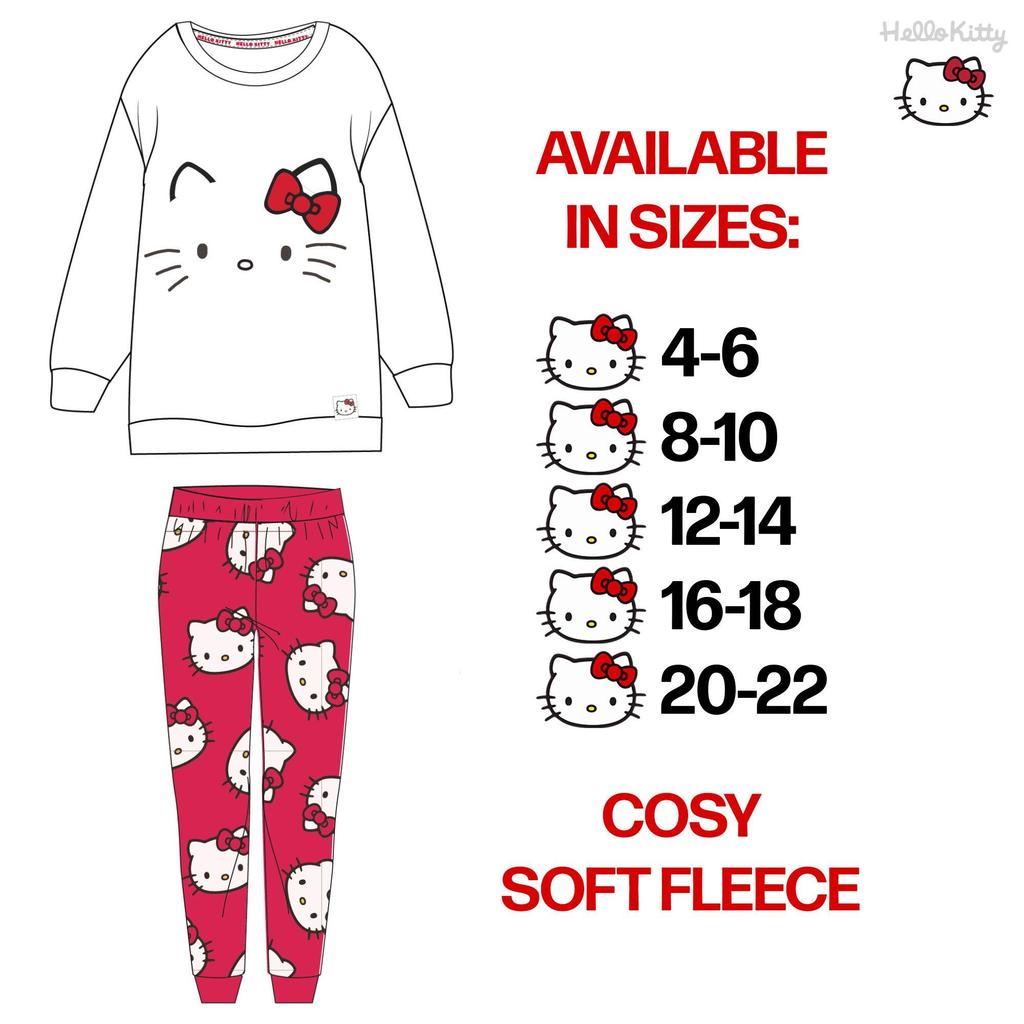 Hello Kitty Womens/Ladies Fleece Long Pyjama Set