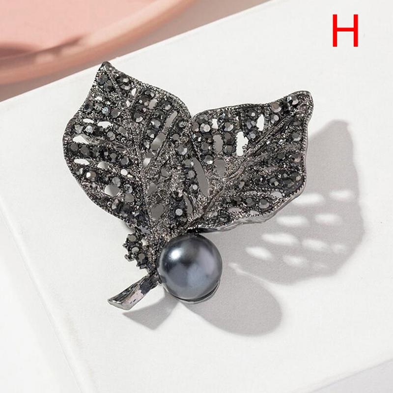 Retro Black Pearl Flower Bow Shape Brooch Scarf Pin Jewelry Accessories