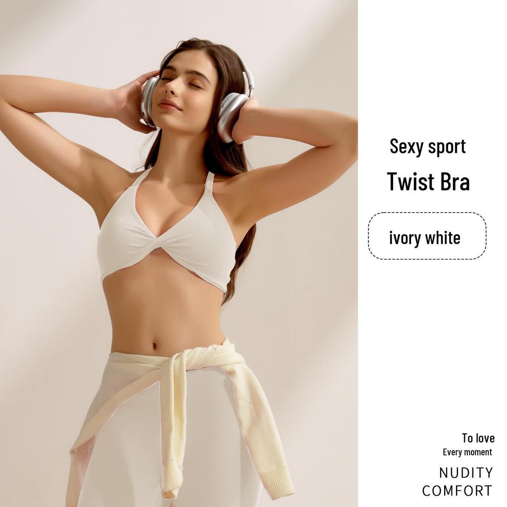 Ударопрочный спортивный бюстгальтер на бретельках с перекрестной спиной, подушечками для груди и боковым покрытием - Тонкий спортивный топ для йоги