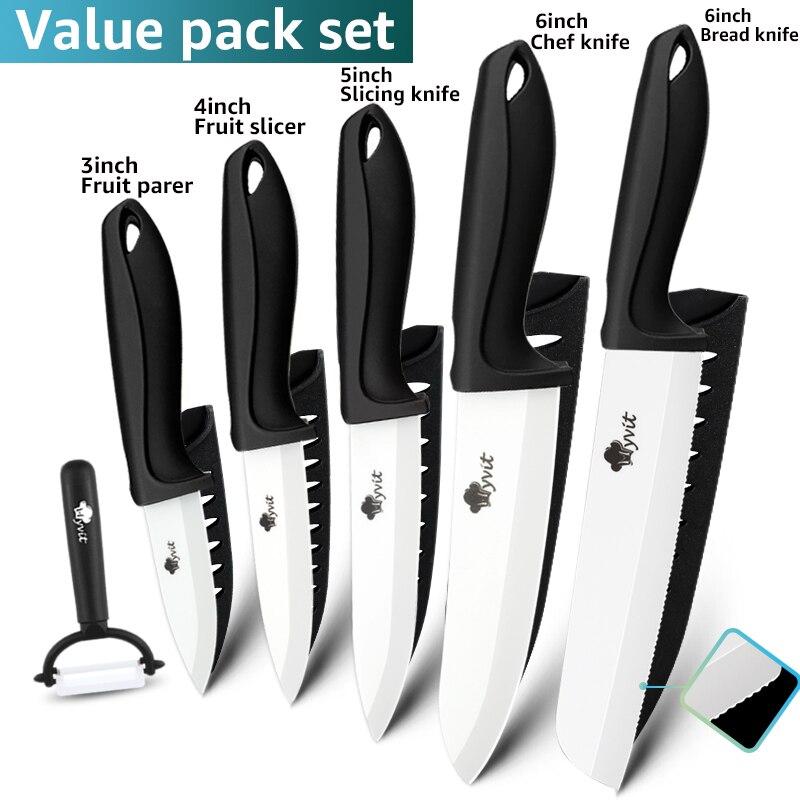 Ceramic Knife Set 3 4 5 6 Inch Kitchen Knife Set Fruit Vegetable Utility Slicing Zirconium White Blade Chef Knives