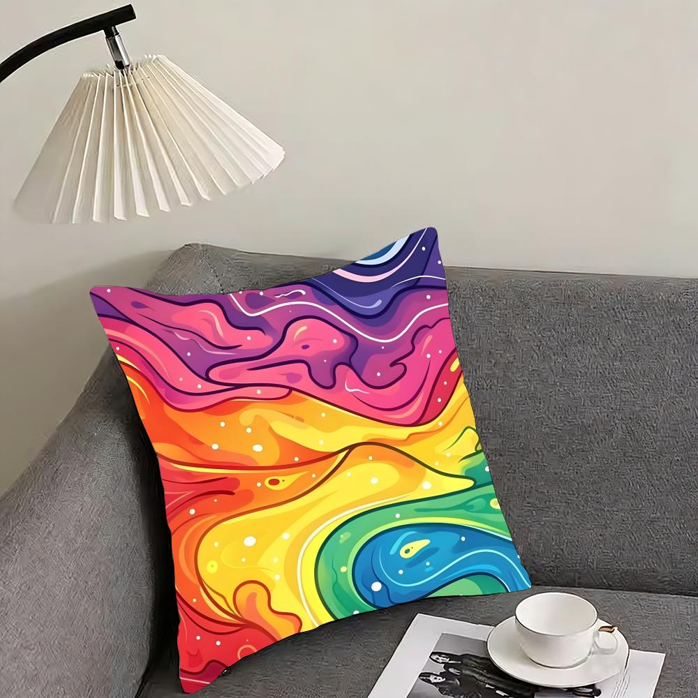 Rainbow Color Luxury Cushion Cover Pillowcase Ultra Soft Skin Friendly Fabric Cloud Like Comfort Concealed Zipper