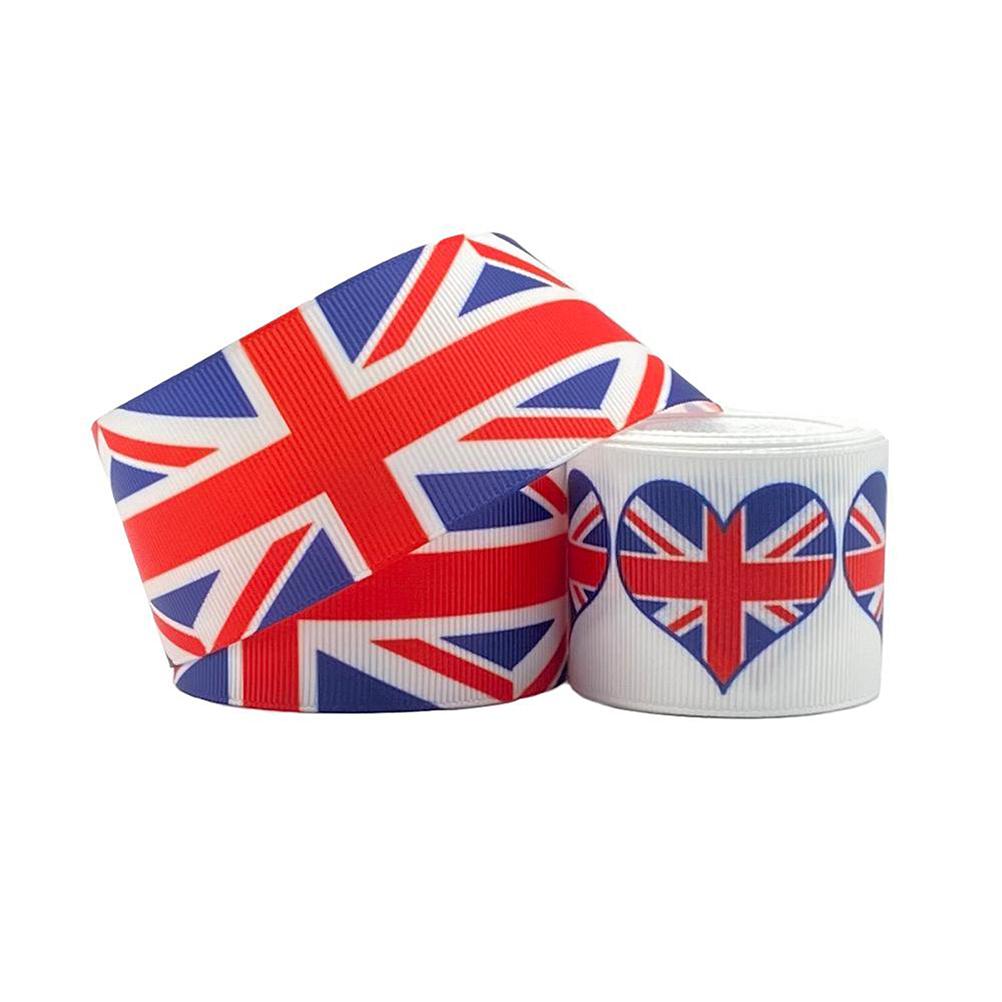 Лента Union Jack 38 мм с принтом флага Великобритании, лента Grosgrain для изготовления бантов для волос, юбилейная лента 