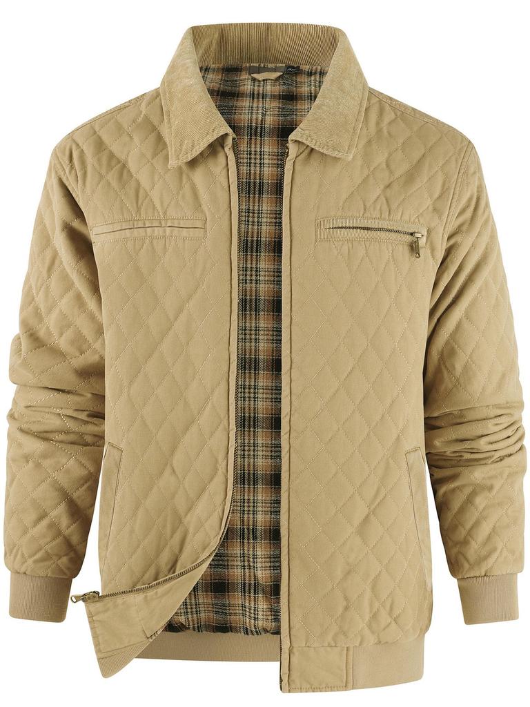 Мужская стеганая куртка из хлопкового холста, американского размера, утепленная теплой фланелью