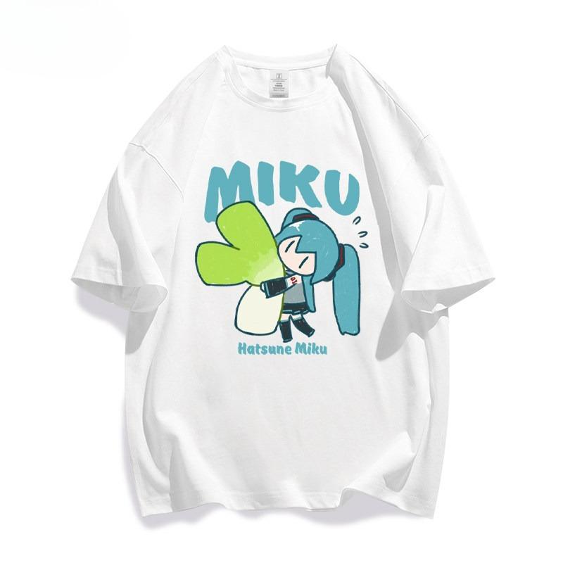 2026 Hot Sale Hatsune Miku Collaborates on Future MIKU Line Style Short Sleeved Cotton Printed New Casual Men's and Women's Clothing Loose Tee Top