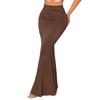 Fishtail Skirt High Waist Ruched Women Skirt Solid Color Design Slimming Effect Long Skirt Commuting Streetwear