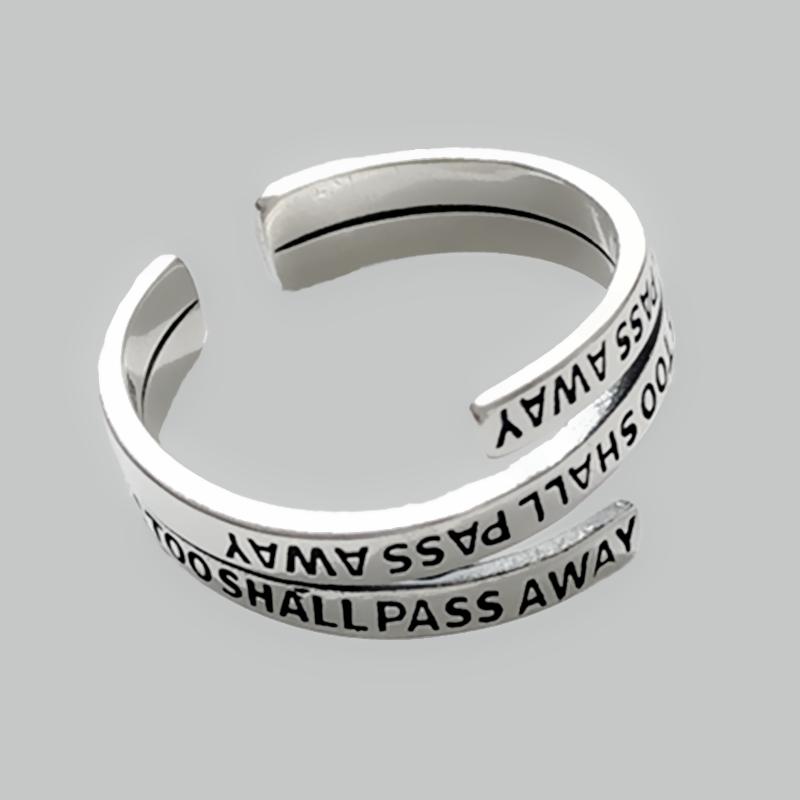 Yizizai Vintage Mutil-Layer Letter Thai Silver Color Rings Personality Adjustable Opening Ring For Women Party Gift