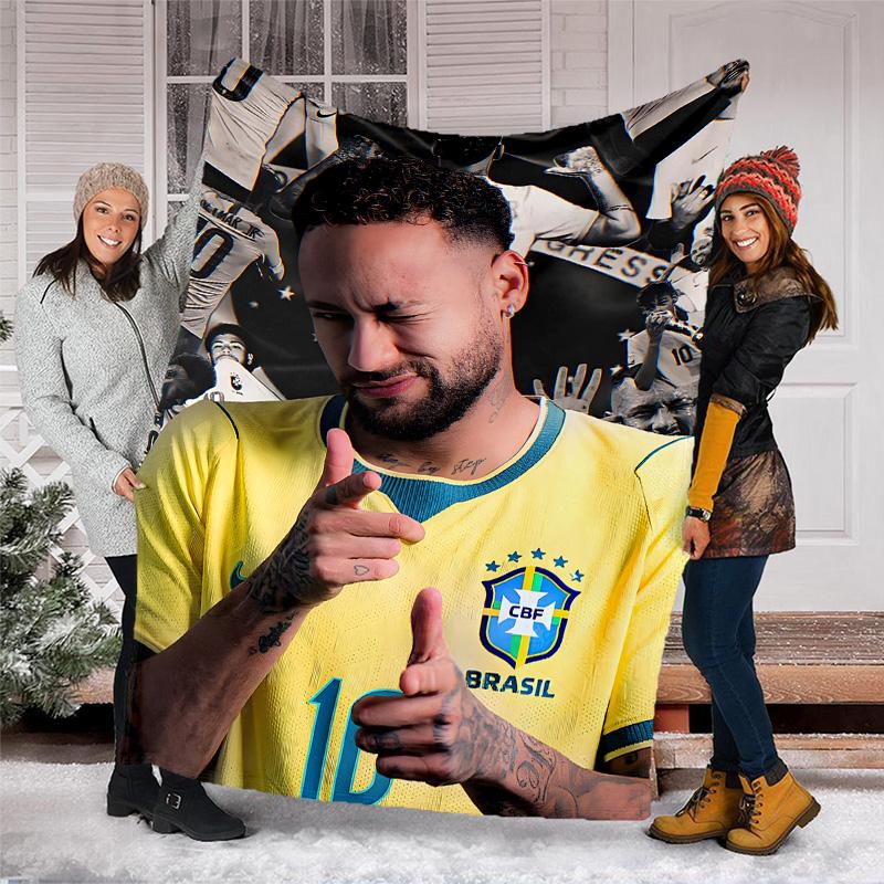 1pc Neymar17 Theme Blanket - Digital Print, Polyester, Cozy for All Seasons, Perfect for Outdoor, and Travel