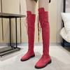 Fashion High Quality Lace Up High Knee High Women's Boots 2024 Platform Low Heel Comfortable Solid Color Fashionable Boots for Women