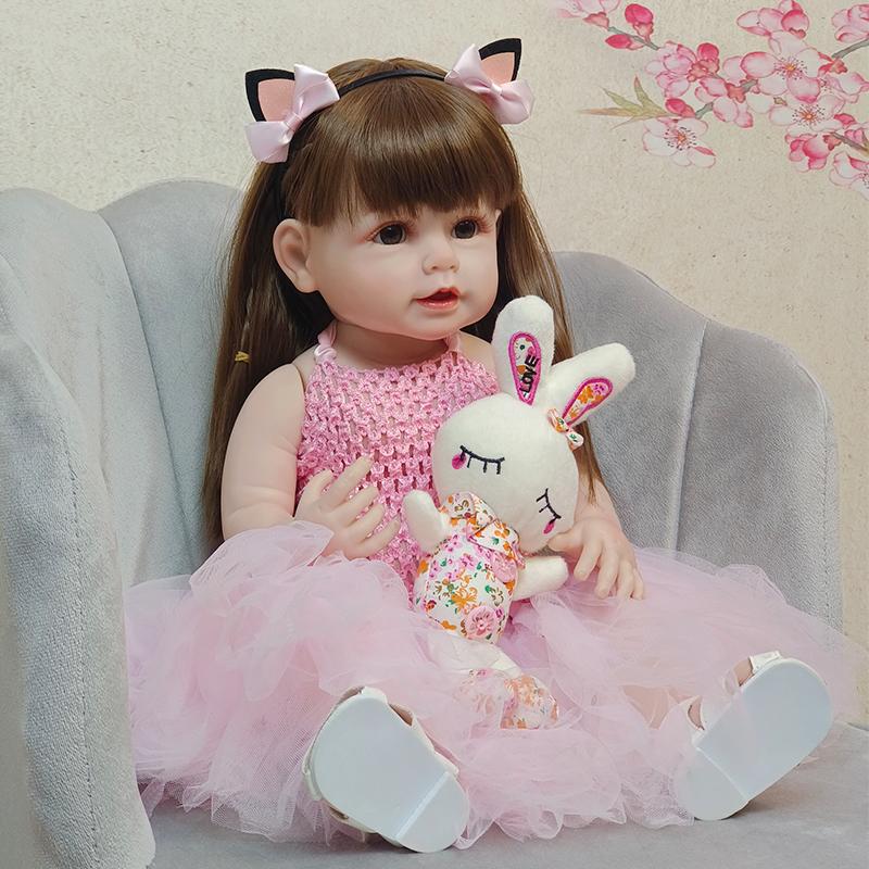 55 см кукла реборн, полностью силиконовая виниловая игрушка для новорожденных для девочек, принцесса Бебе, сопровождающая игрушка
