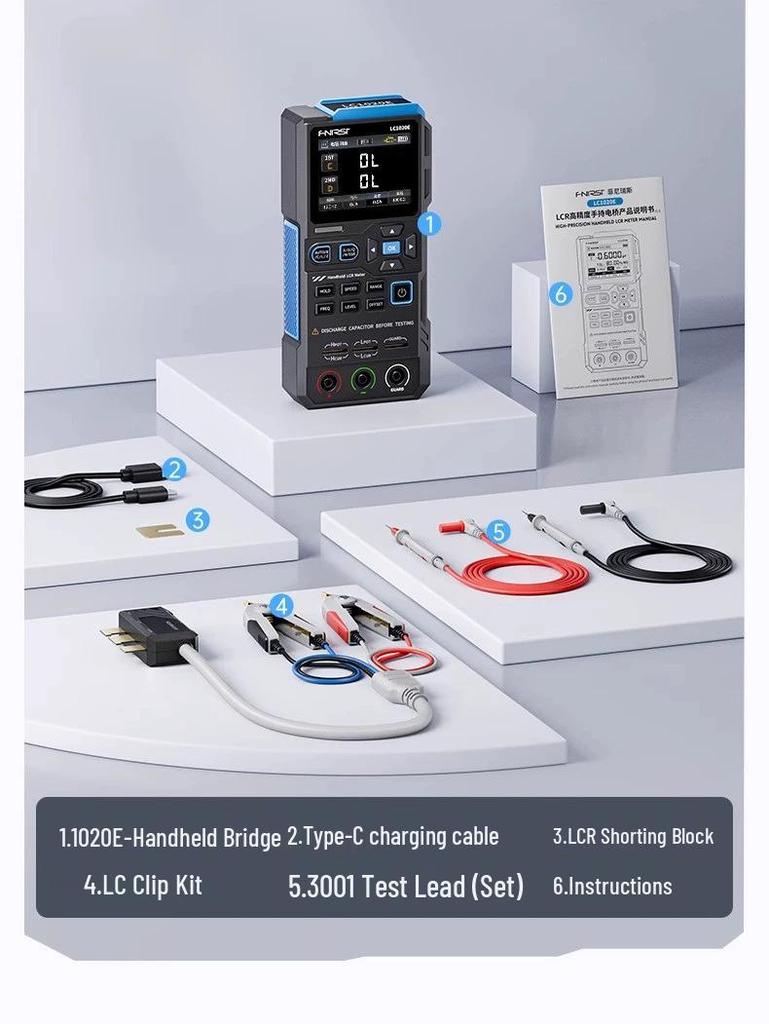 FNIRSI LC1020E Ручной цифровой LCR Смарт-мультиметр для тестирования сопротивления, индуктивности и емкости