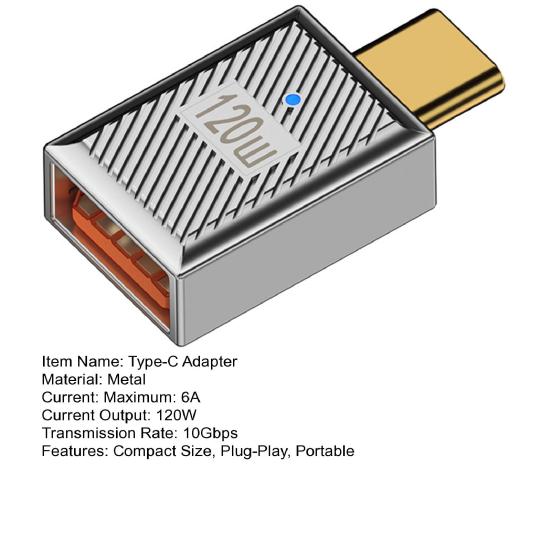 Адаптер Type-C Plug-Play Портативный Компактный размер Быстрая зарядка 120 Вт Передача данных 10 Гбит/с Универсальный USB
